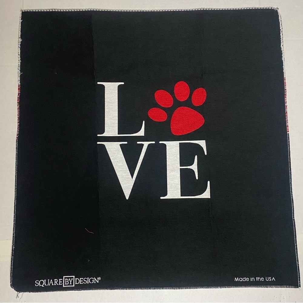 Square by Design Woven Fabric Paw Print Panel Embroidered Tapestry.